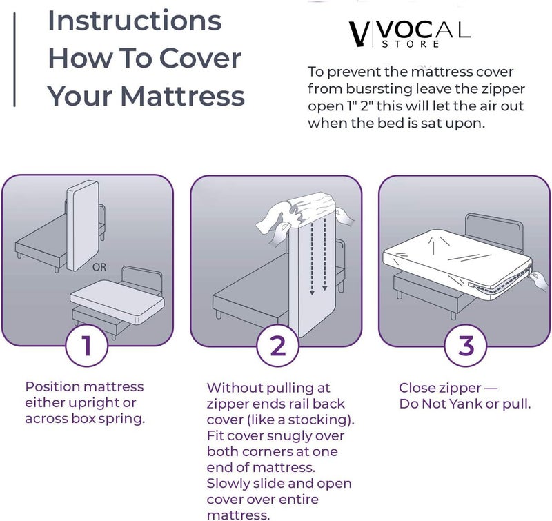 Vocal Store Ultra Soft Waterproof Mattress Protector Queen Size Fitting 8" Deep Mattress | Breathable Hypoallergenic Full Mattresses Cover V07 (60x75x8 inch|5x6.25x0.66 Feet - Maroon) - Image 3