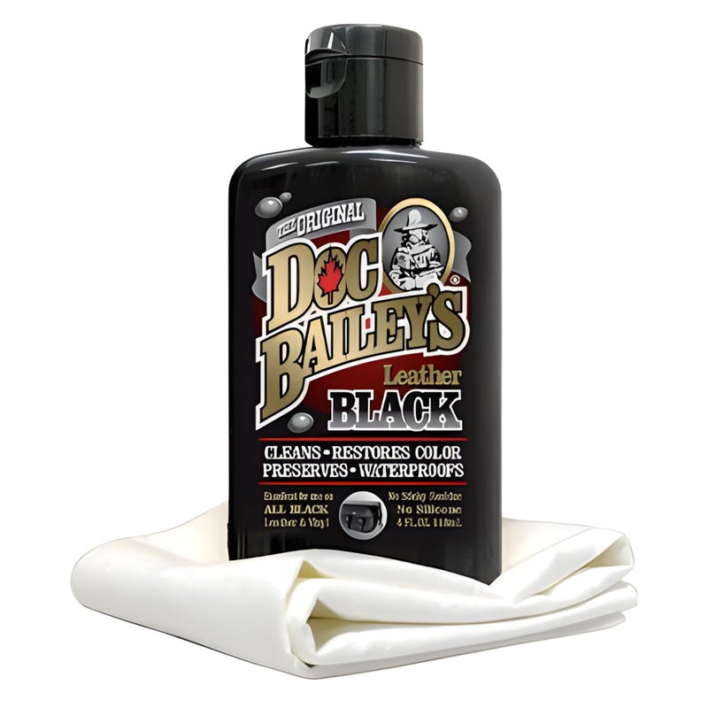 Doc Baileys Black Leather Detail Kit- Complete One-Step Formula to Clean, Condition, and Redye, and Protect Dozens of Items- Ideal for Motorcycle Bike and Car Seats, Jackets, Boots, Vinyl and More - Image 1