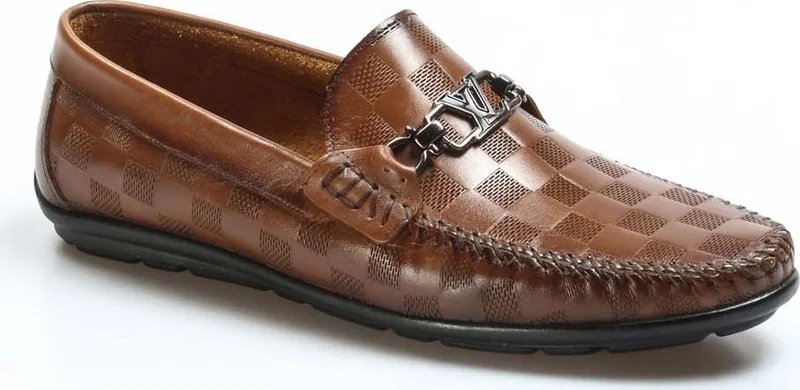 فاست ستيب Men's Leather Casual Classic Daily Comfort Loafer Shoes Tan 819ma109