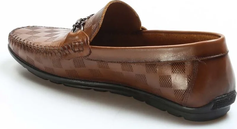 فاست ستيب Men's Leather Casual Classic Daily Comfort Loafer Shoes Tan 819ma109