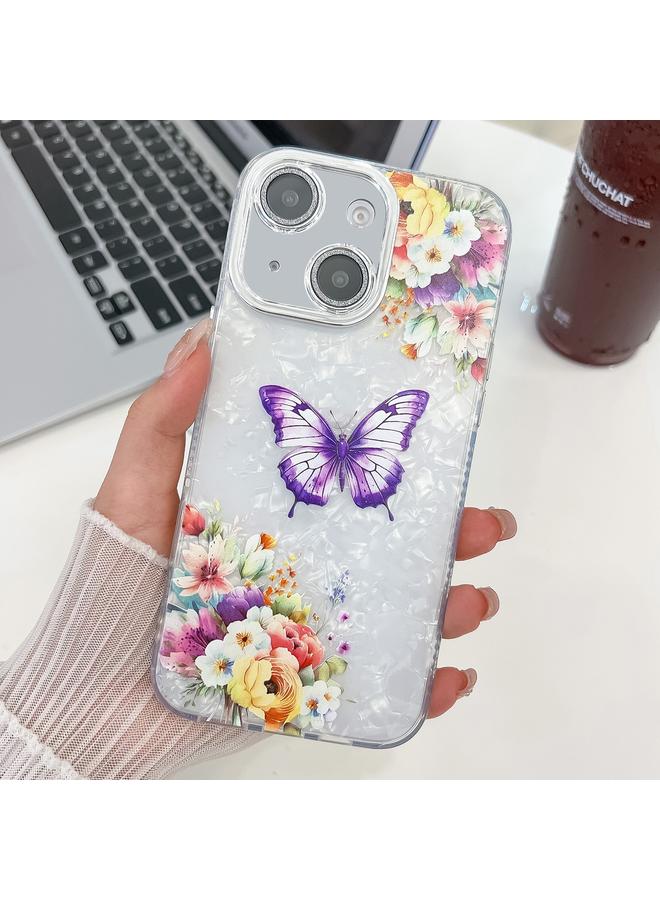 اس-توب جراب لهاتف iPhone 15 مصنوع من مادة TPU بتصميم فراشة مطلية بطبقة لامعة مع عدسة - Image 1