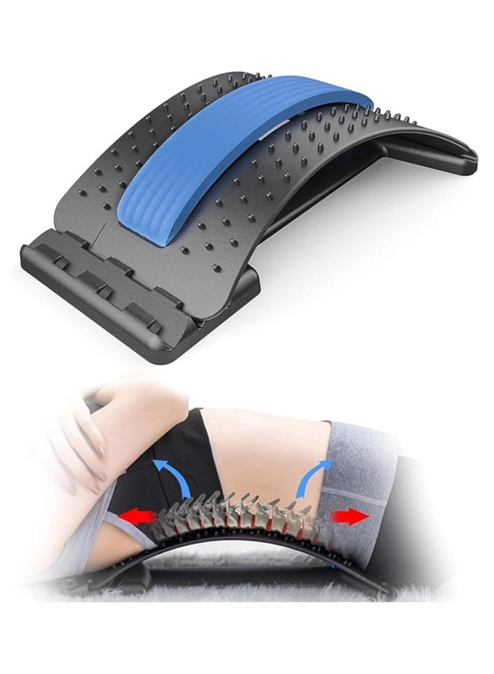 Back Stretcher - 3 Heights Adjustable Back Stretcher for Pain Relief, Lower Back Stretcher with Massaging Points & Cushion Foam, Spine Deck for Office Chair, Car, Travel(Blue) FREE SIZE - Image 1