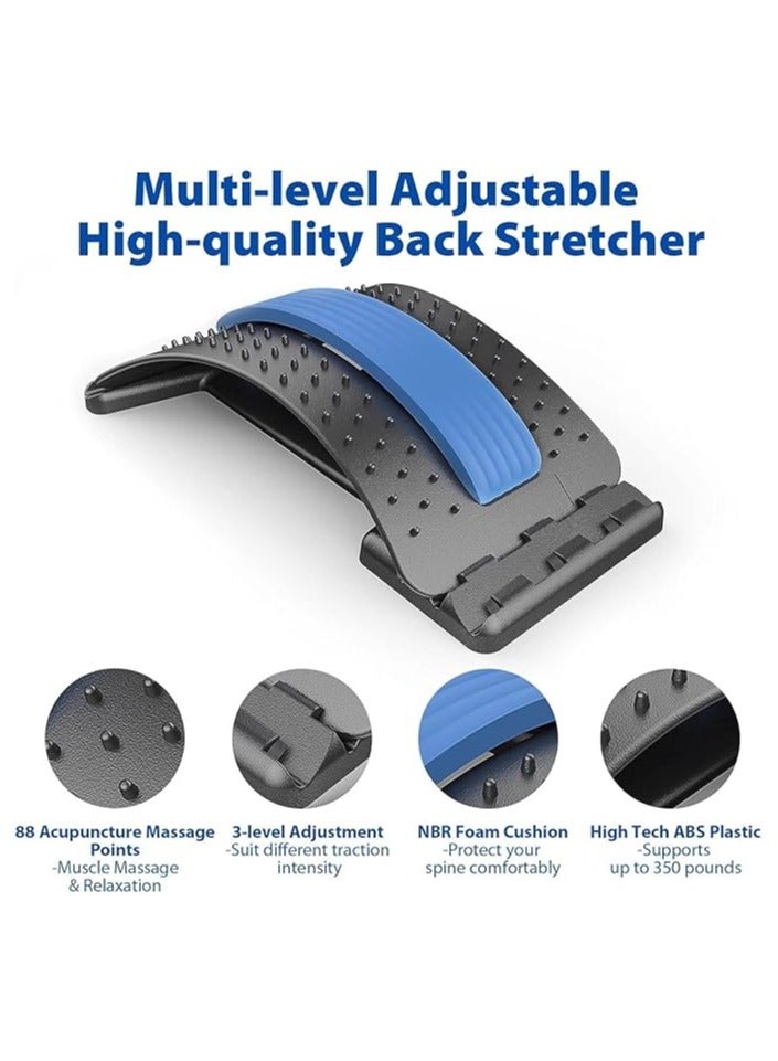 Back Stretcher - 3 Heights Adjustable Back Stretcher for Pain Relief, Lower Back Stretcher with Massaging Points & Cushion Foam, Spine Deck for Office Chair, Car, Travel(Blue) FREE SIZE - Image 2