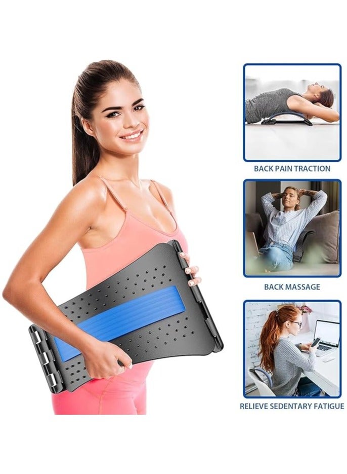 Back Stretcher - 3 Heights Adjustable Back Stretcher for Pain Relief, Lower Back Stretcher with Massaging Points & Cushion Foam, Spine Deck for Office Chair, Car, Travel(Blue) FREE SIZE - Image 3