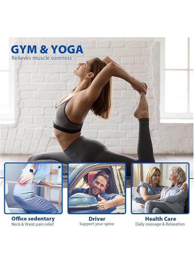 Back Stretcher - 3 Heights Adjustable Back Stretcher for Pain Relief, Lower Back Stretcher with Massaging Points & Cushion Foam, Spine Deck for Office Chair, Car, Travel(Blue) FREE SIZE - Image 4