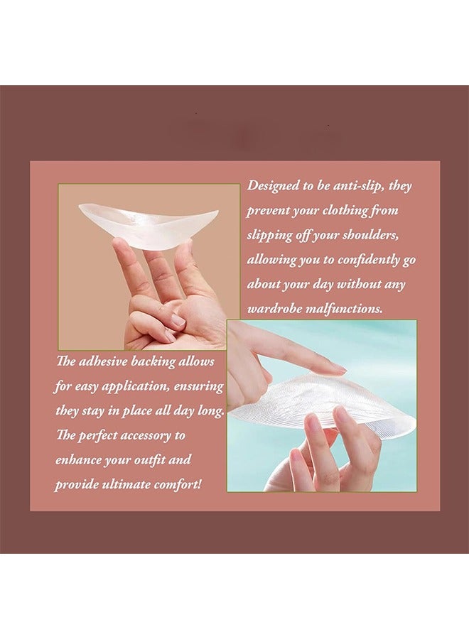 وسادات الكتفين السيليكونية الفائقة للملابس النسائية - تعزز الراحة والوضعية بتصميم خفيف الوزن طبيعي وآمن مثالي للملابس الرسمية وغير الرسمية والملابس النشطة. 1 زوج - شفاف - Image 2