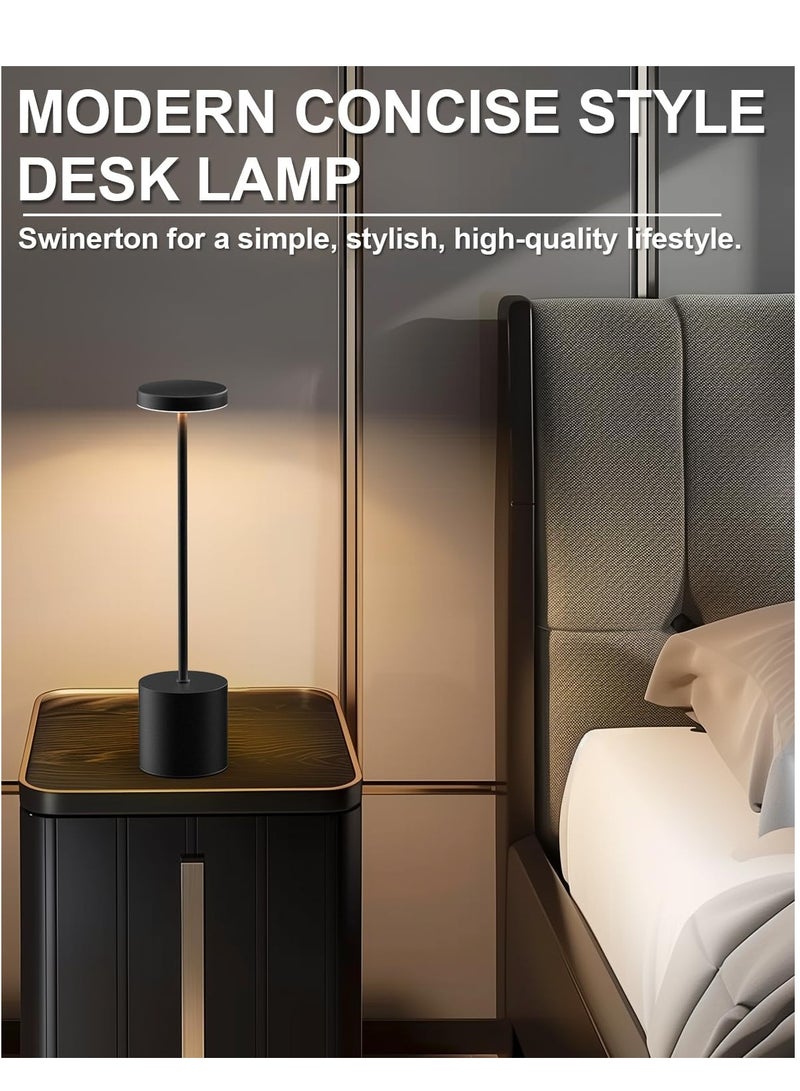 Flushrenic Cordless Table Lamps Rechargeable, Portable LED Desk Lamp, 5000mAh Battery Powered Wireless Table Light - 3 Color Dimmable Lighting for Restaurant Dining Patio Outdoor Bedroom(Black) - Image 3