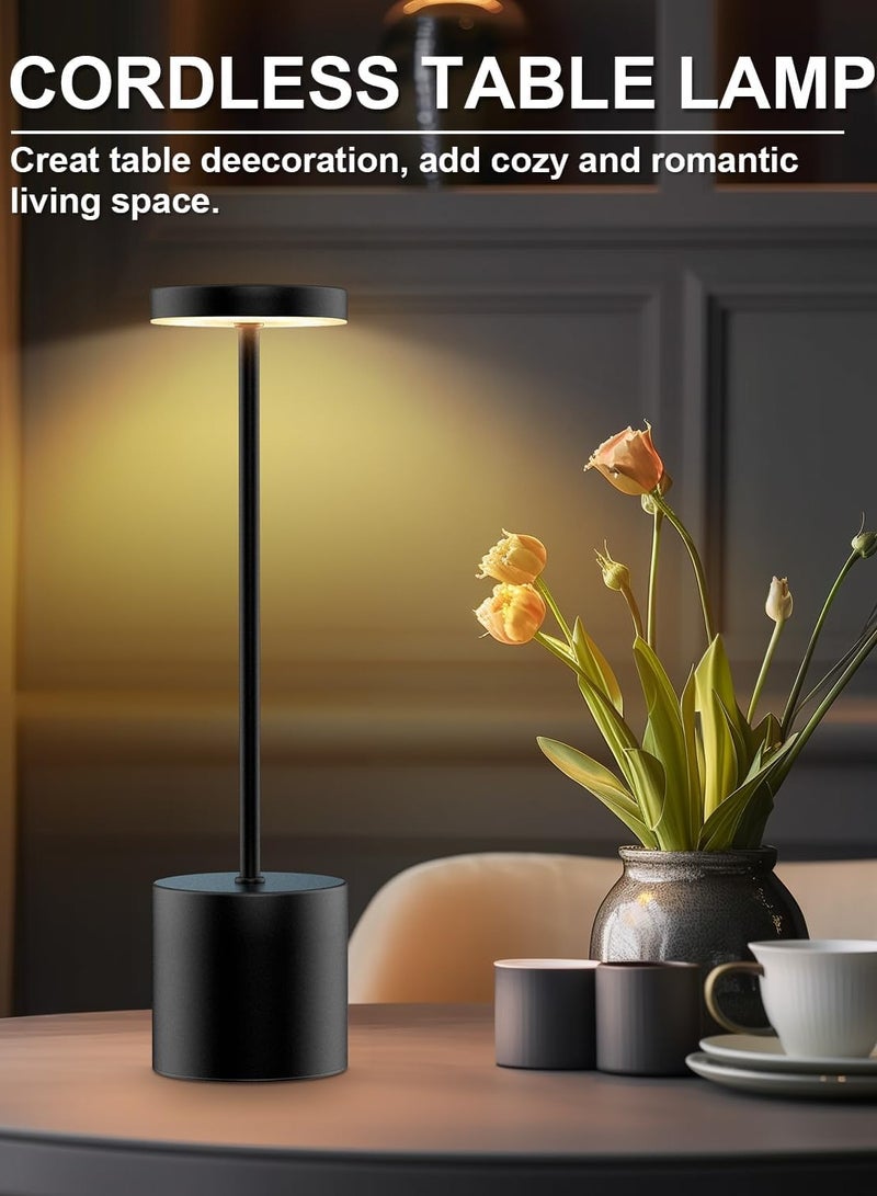 Flushrenic Cordless Table Lamps Rechargeable, Portable LED Desk Lamp, 5000mAh Battery Powered Wireless Table Light - 3 Color Dimmable Lighting for Restaurant Dining Patio Outdoor Bedroom(Black) - Image 5