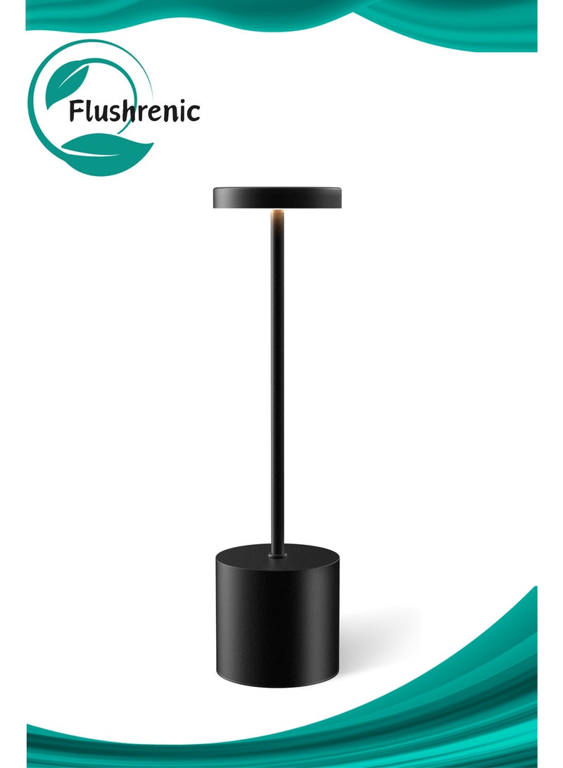 Flushrenic Cordless Table Lamps Rechargeable, Portable LED Desk Lamp, 5000mAh Battery Powered Wireless Table Light - 3 Color Dimmable Lighting for Restaurant Dining Patio Outdoor Bedroom(Black) - Image 1