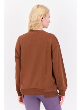 adidas Originals Women Sportswear Fit Long Sleeve Outdoor Sweatshirt, Brown  - Image 3