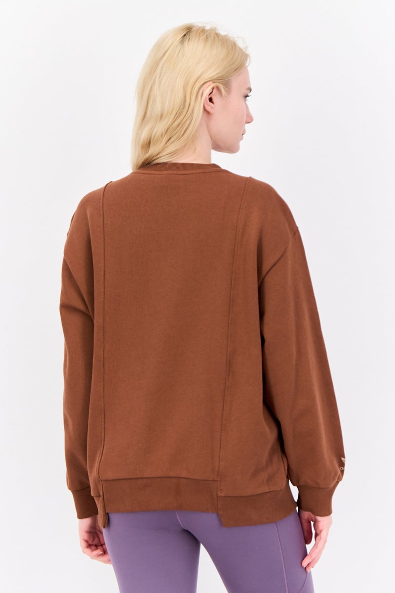 adidas Originals Women Sportswear Fit Long Sleeve Outdoor Sweatshirt, Brown  - Image 3