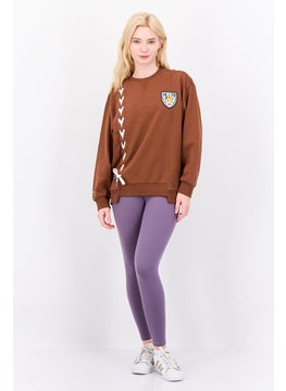 adidas Originals Women Sportswear Fit Long Sleeve Outdoor Sweatshirt, Brown  - Image 4
