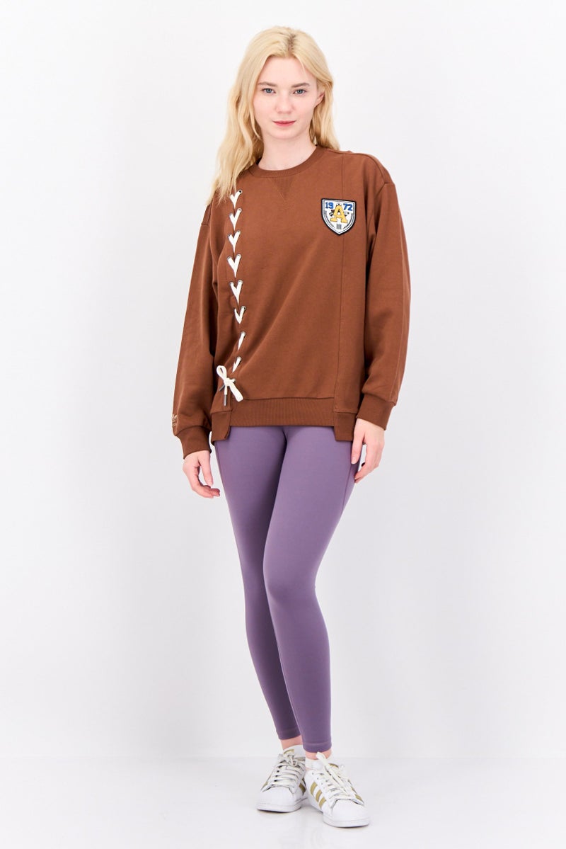 adidas Originals Women Sportswear Fit Long Sleeve Outdoor Sweatshirt, Brown  - Image 4