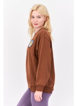 adidas Originals Women Sportswear Fit Long Sleeve Outdoor Sweatshirt, Brown  - Image 2