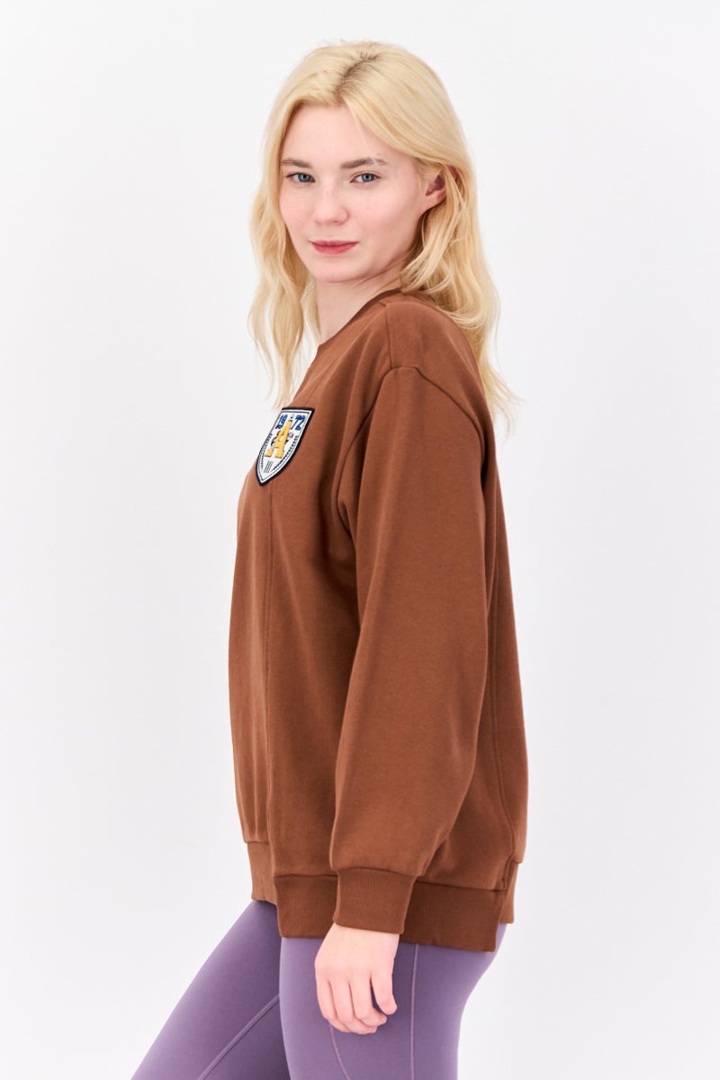 adidas Originals Women Sportswear Fit Long Sleeve Outdoor Sweatshirt, Brown  - Image 2