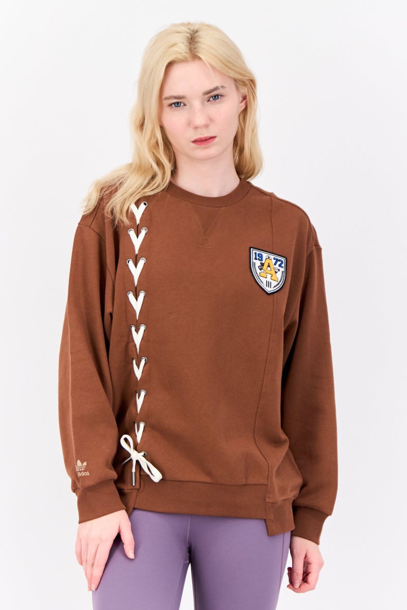 adidas Originals Women Sportswear Fit Long Sleeve Outdoor Sweatshirt, Brown  - Image 1