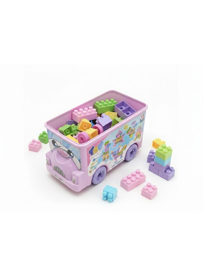 توي لاند مجموعة مكعبات بناء حافلة للأطفال - 110 قطعة - لعبة بناء إبداعية - Image 1