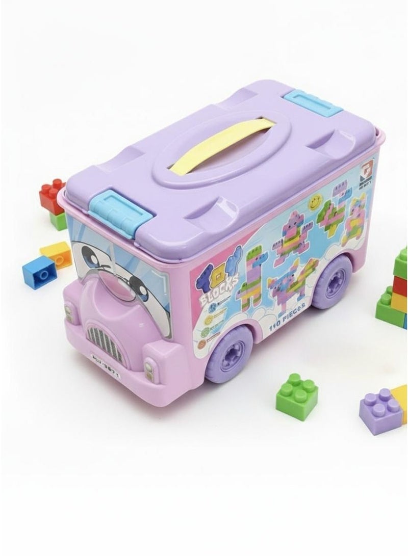 توي لاند مجموعة مكعبات بناء حافلة للأطفال - 110 قطعة - لعبة بناء إبداعية - Image 2