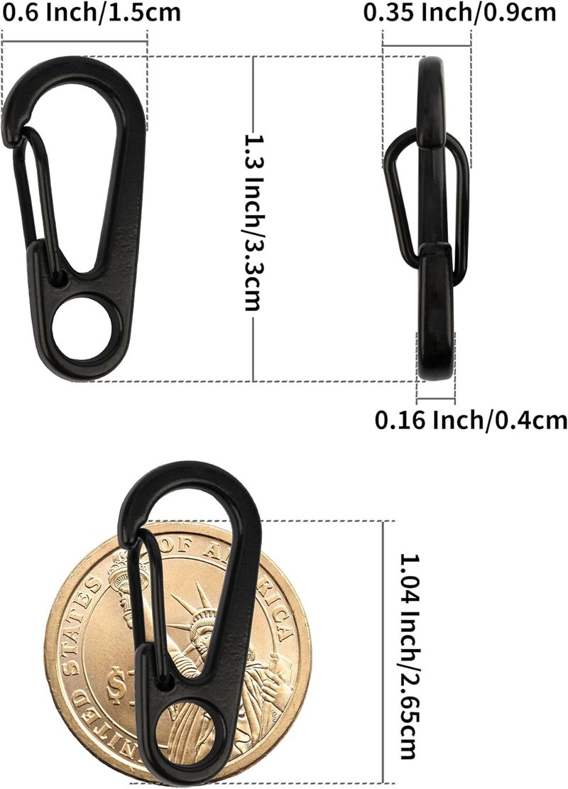 SWATOM Small Mini Carabiner Clip Tiny Spring Snap Hook Keychains Micro Carabiners for Paracord EDC Alloy Key Rings Outdoor Hiking Fishing Camping Backpack Accessories - Image 2