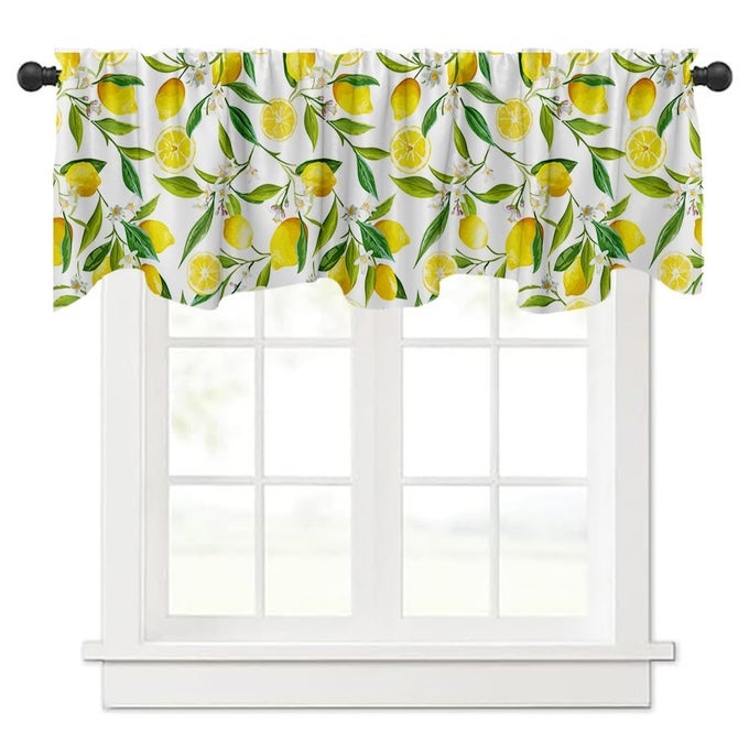 NATURE EXOTIC LEMON TREE BRANCHES TREATMENT VALANCE WATERCOLOR PLANT FRUIT ART WINDOW VALANCE WITH ROD POCKET FOR KITCHEN DINING ROOM WINDOW DECORATION 54X18 IN