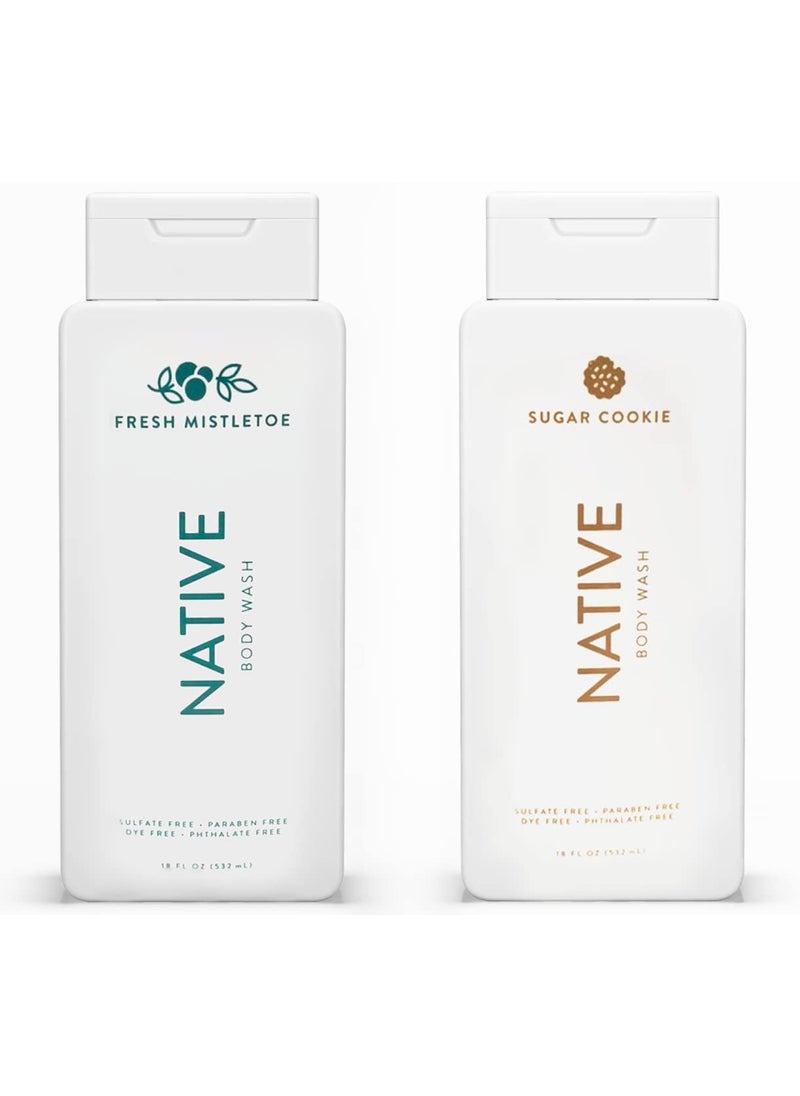 native Native Special Edition Winter Body Wash  Naturally Derived Clean Ingredients 18 oz each 2 Pack Fresh Mistletoe  Sugar Cookie 