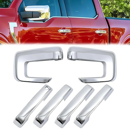AUCERAMIC Chrome Mirror Caps +Door Handle Covers for Ford F150 2021 2022 2023 2024 2025 - Image 1