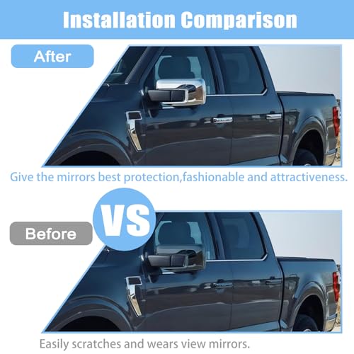 AUCERAMIC Chrome Mirror Caps +Door Handle Covers for Ford F150 2021 2022 2023 2024 2025 - Image 5
