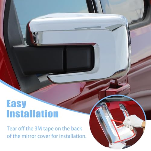 AUCERAMIC Chrome Mirror Caps +Door Handle Covers for Ford F150 2021 2022 2023 2024 2025 - Image 3