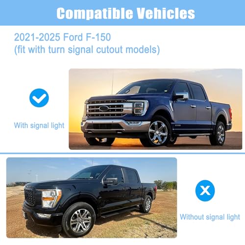 AUCERAMIC Chrome Mirror Caps +Door Handle Covers for Ford F150 2021 2022 2023 2024 2025 - Image 2
