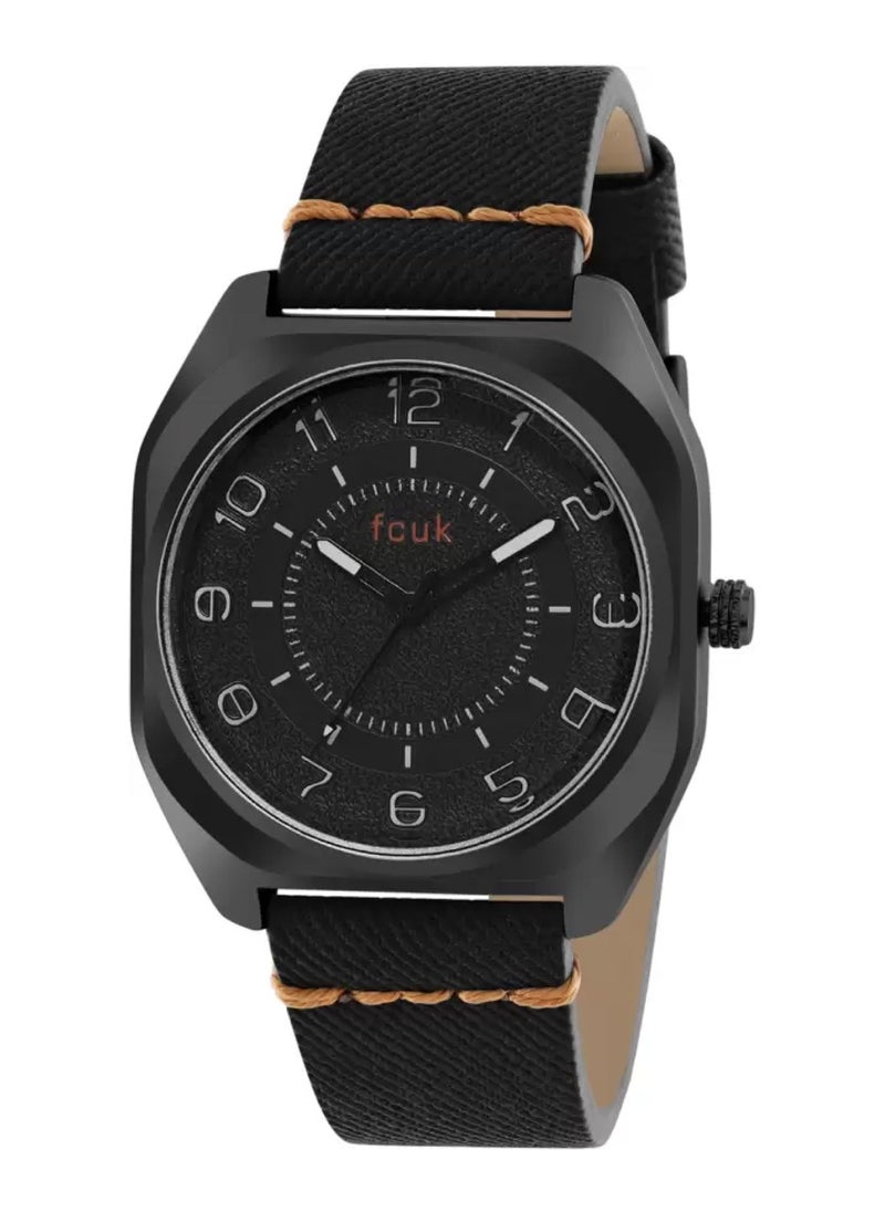 French Connection UK Men’s Analog Quartz Black Dial Leather Watch FK00014A  - Image 4