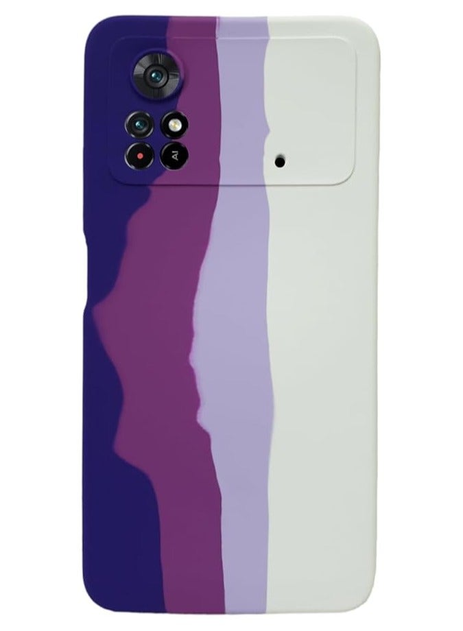 غطاء هاتف سيليكون ملون فاخر لهاتف Poco X4 Pro (أرجواني@أبيض)