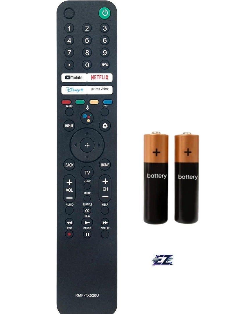 PopZa RMF-TX520U Replacement Voice Remote Control for Sony Smart TV – Compatible with KD-65X75K, KD-50X80J, XR-65X95J, XR-75X95J, XR-85X95J, KD-43X85J, KD-50X85J, KD-55X85J, KD-65X85J, KD-75X85J, KD-85X85J – Includes Battery - Image 1
