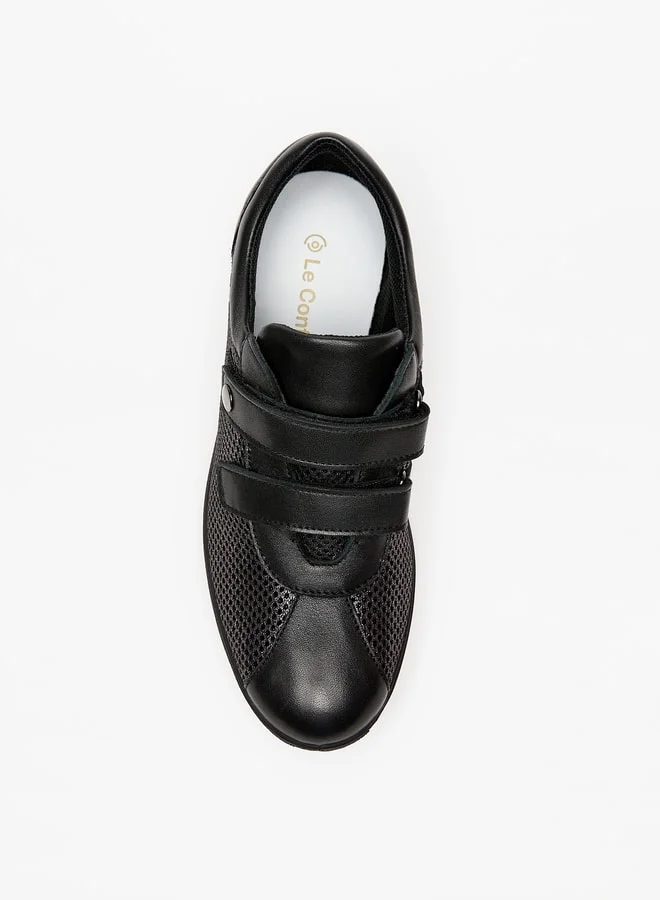 لو كونفورت Women's Panelled Wedge Heel Shoes with Hook and Loop Closure