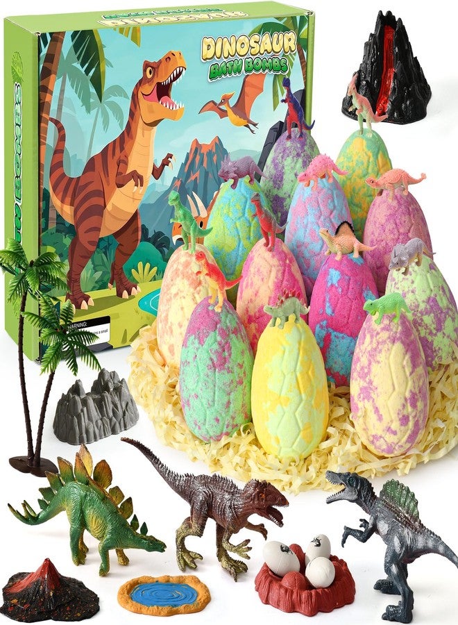 Golray Bath Bombs for Kids with Surprise Inside Dinosaur Toy, 12 Pack Dinosaur Eggs Bath Bombs Pretend Playset, Handmade Bubble Bath Fizzies Stocking Stuffers Birthday Christmas Gift for Boys - Image 1