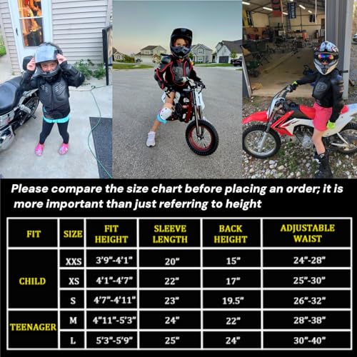 RIDBIKER Youth Dirt Bike Gear Riding Chest Spine Protector Youth Motorcycle Jacket with Armor Guards Set for Motocross Teenager Full Body Protector with Elbow Knee Shin Guards - Image 2