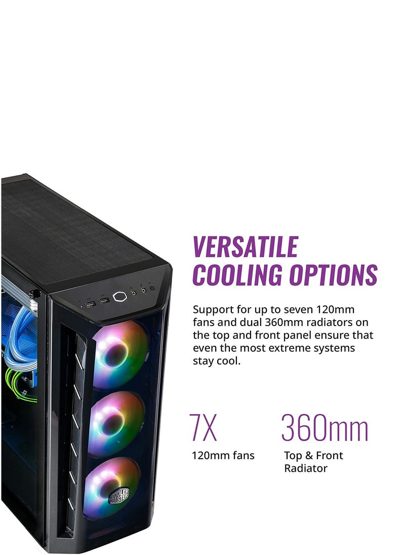 erorex - Master MasterBox MB520 ARGB - ATX PC Case with Tinted Front Panel, 3 x 120mm Pre-Installed Fans, Glass Side Panel, Flexible Air Flow Configurations - ARGB,MCB-B520-KGNN-RGA - Image 1