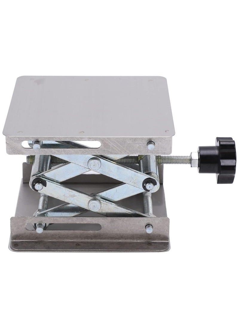 SYOSI - Lab Scissors Jack, Stainless Steel RC Jack, Lifting Platform, Manual Miniature Lift Stand Table for RC Cars,Stainless Steel Laboratory Support Jack Platform with Black Hand Wheel - Image 1