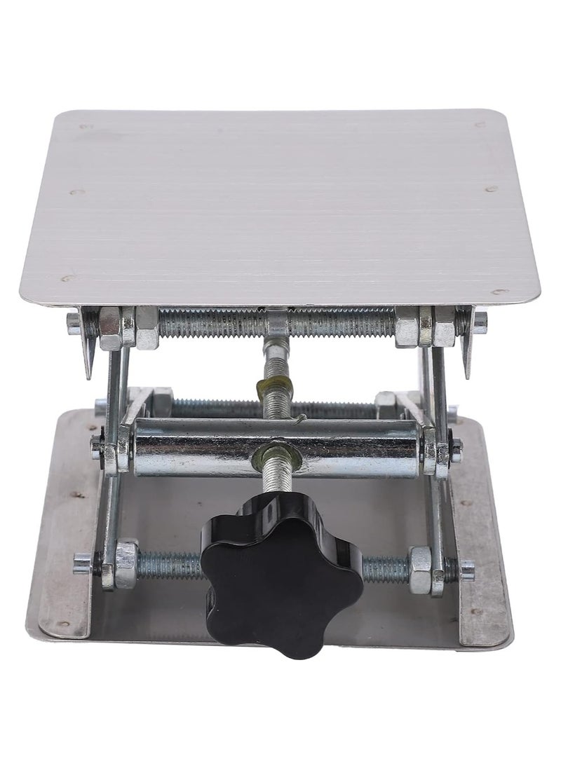 SYOSI - Lab Scissors Jack, Stainless Steel RC Jack, Lifting Platform, Manual Miniature Lift Stand Table for RC Cars,Stainless Steel Laboratory Support Jack Platform with Black Hand Wheel - Image 1