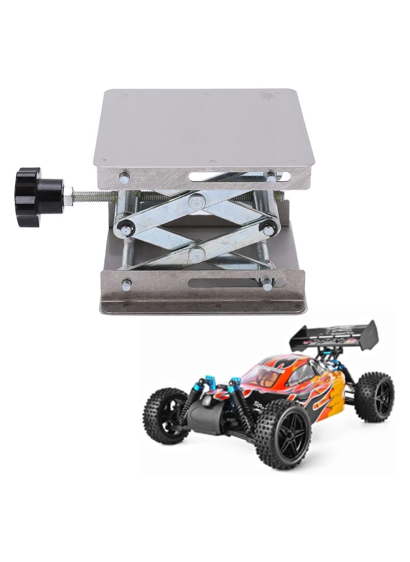 SYOSI - Lab Scissors Jack, Stainless Steel RC Jack, Lifting Platform, Manual Miniature Lift Stand Table for RC Cars,Stainless Steel Laboratory Support Jack Platform with Black Hand Wheel - Image 1