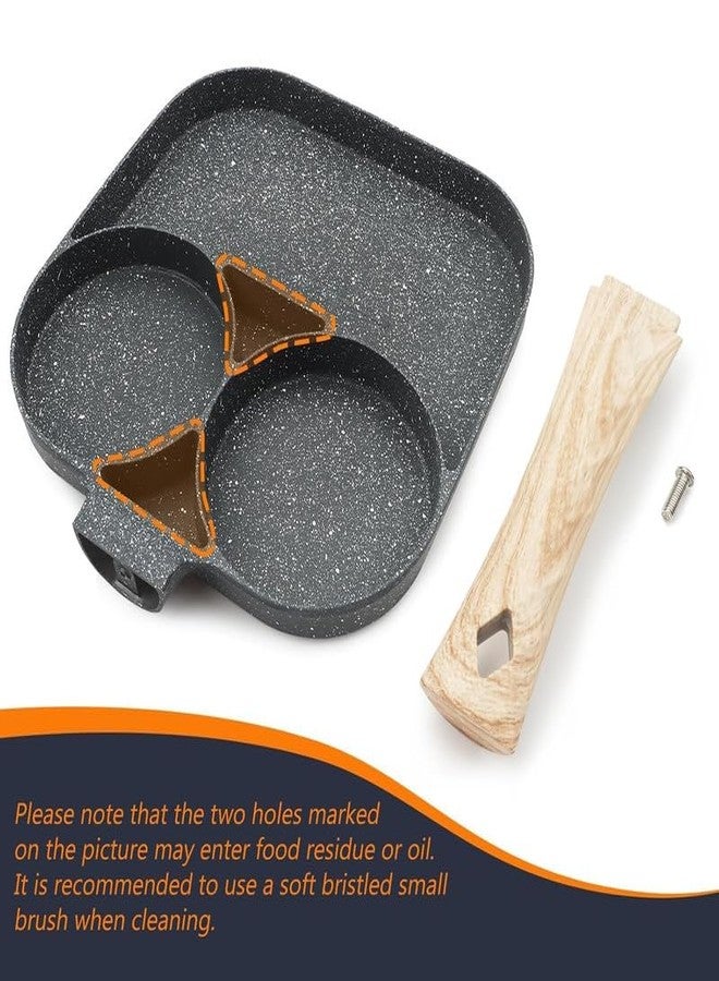 Veemok 3 Hole Egg Frying Pan Non Stick Breakfast Omelette Pancake Fry Pan Multi Section Cooking Pan - Image 3