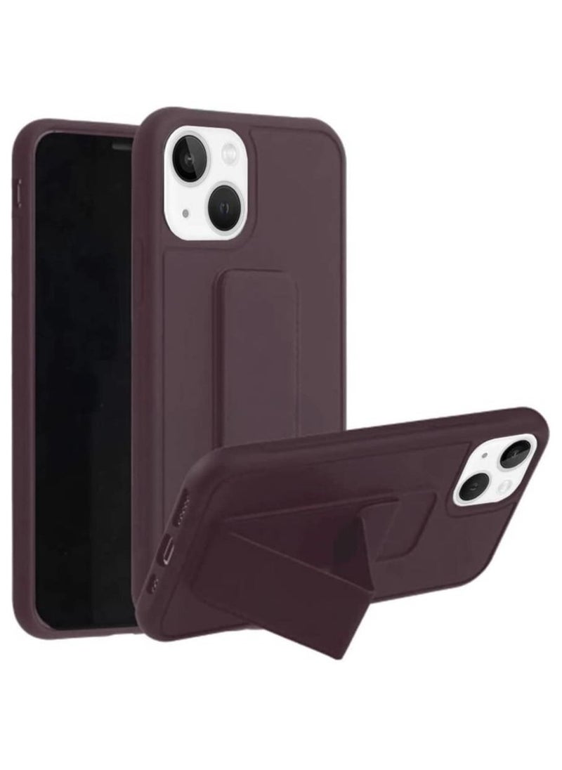 VITION Case Cover For iPhone 14, Finger Grip  Phone holder Case Car Magnetic Multi-function 3 in 1 Shockproof Back Cover Protective Case (iPhone 14, Brown) 