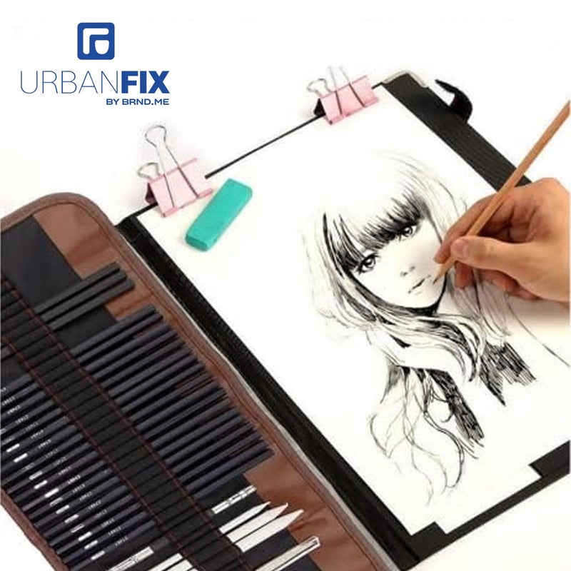 URBANFIX URBANFIX 29 Pieces Professional Sketching & Drawing Art Tool Kit with Graphite Pencils, Charcoal Pencils, Paper Erasable Pen, Craft Knife-Lightwish (with Canvas Rolling Pouch) - Image 4