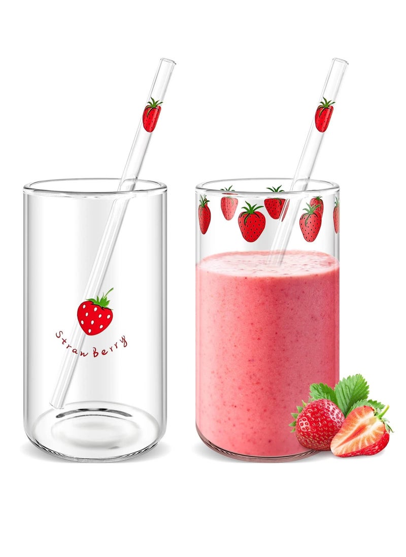 2 Sets Of Strawberry Cup Glasses With Straw Lovely Glass Roller Juice Water Milk Coffee - pzsku/ZFEC69B03CF38ED54E507Z/45/_/1706685280/c0e34a06-281f-4641-bf88-6622a0402a5e