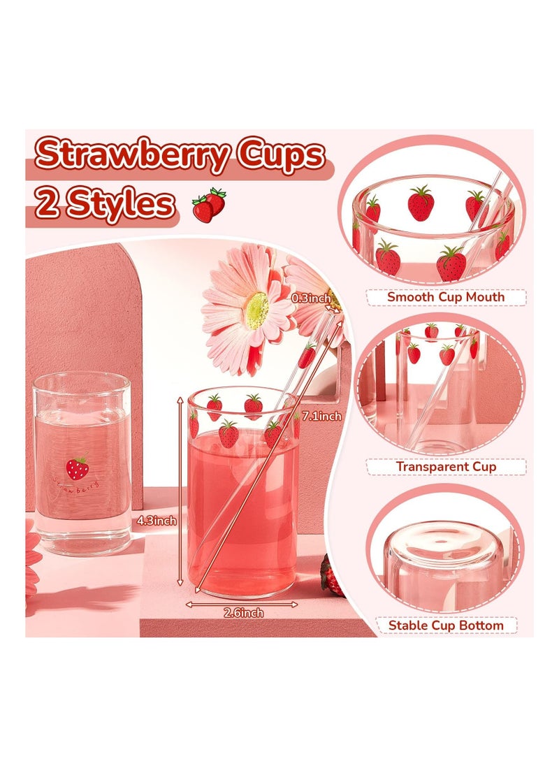 2 Sets Of Strawberry Cup Glasses With Straw Lovely Glass Roller Juice Water Milk Coffee - pzsku/ZFEC69B03CF38ED54E507Z/45/_/1706685281/60c0a277-1140-4749-b481-bd23727163e9