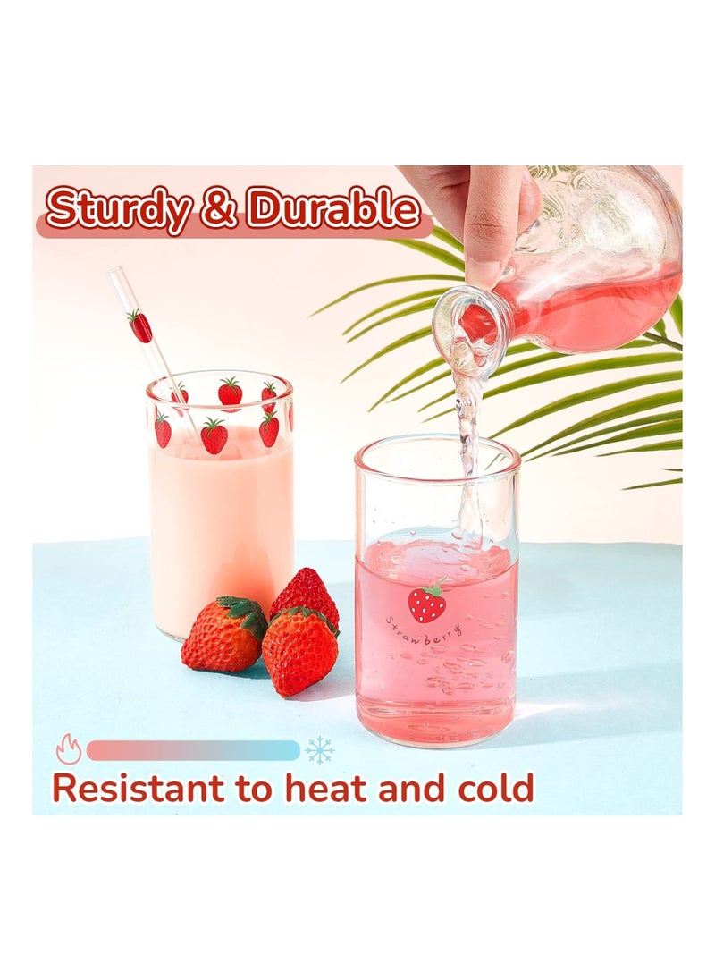 2 Sets Of Strawberry Cup Glasses With Straw Lovely Glass Roller Juice Water Milk Coffee - pzsku/ZFEC69B03CF38ED54E507Z/45/_/1706685282/424819f9-55d1-494b-a3d5-53ffbf8b0d73