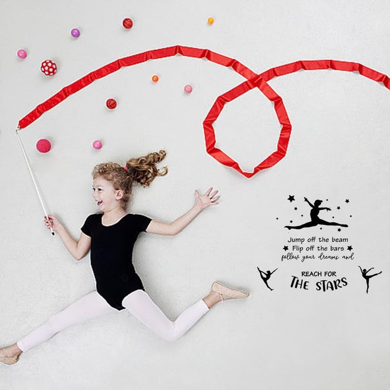 SUPERDANT Gymnastics Quote Wall Stickers Girls Vinyl Bedroom Wall Decor Motivational Gymnastics Text Follow Your Dreams and Reach for The Stars Gymnast Wallpaper Decal for Girl Bedroom Training Room - Image 5