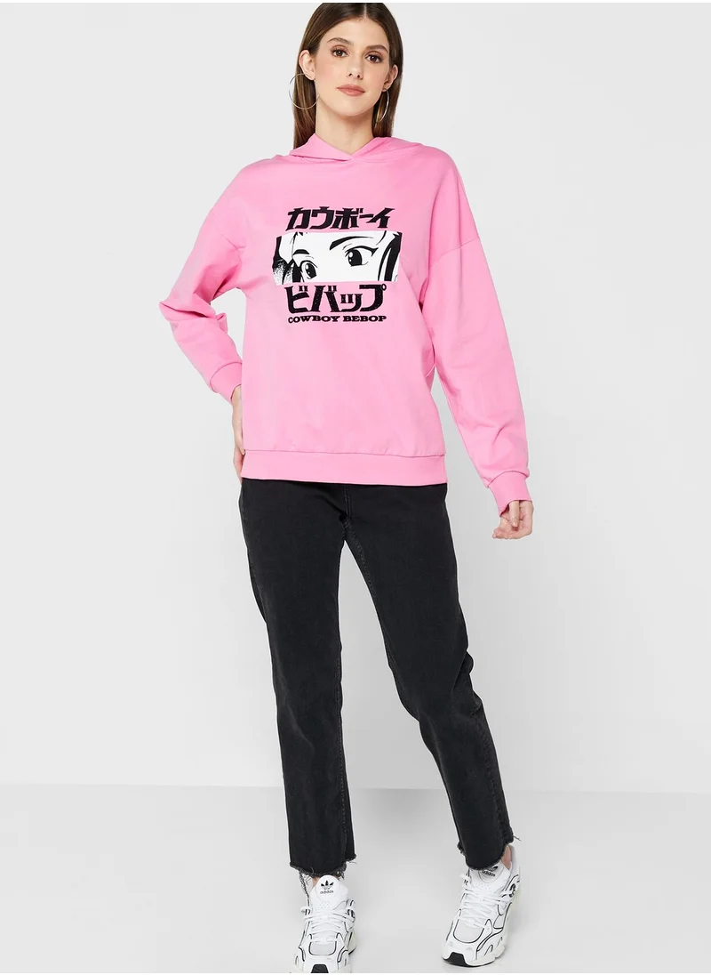 Cowboy Bebop Printed Pocket Detail Hoodie