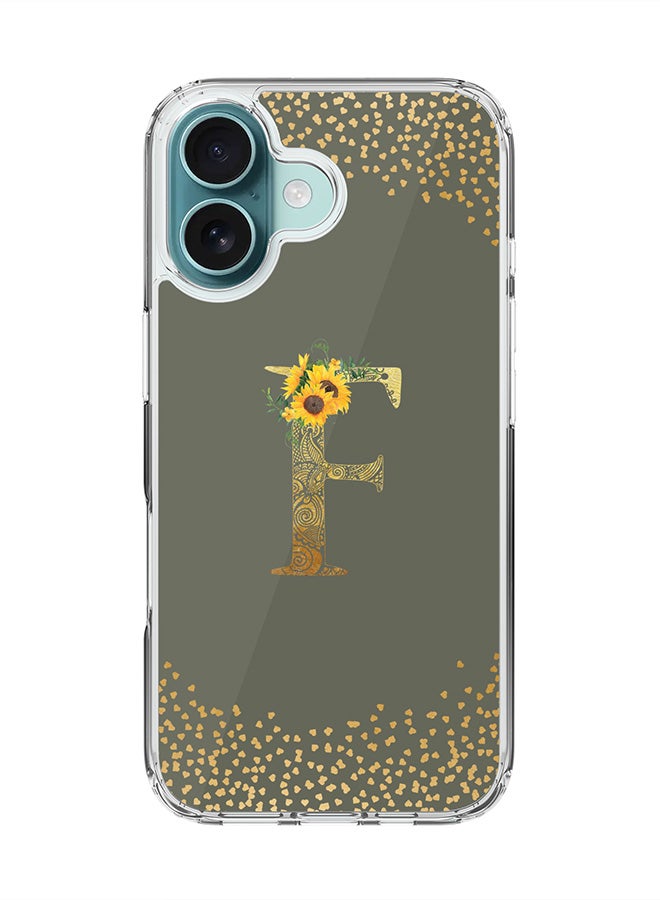 Stylizedd For iPhone 16 Case [Compatible with MagSafe] Slim Magnetic cover Clear Phone Case - Custom Monogram Mandala Floral- F (Olive Green ) - Image 1