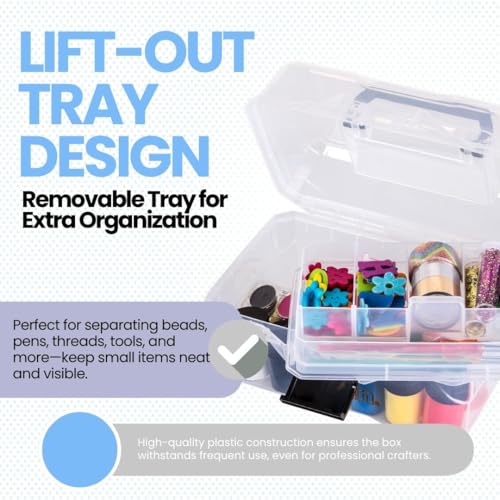 ArtBin 6890AG Small Project Box, Portable Art & Craft Organizer with Lift-Out Tray, [1] Plastic Storage Case, Clear - Image 4