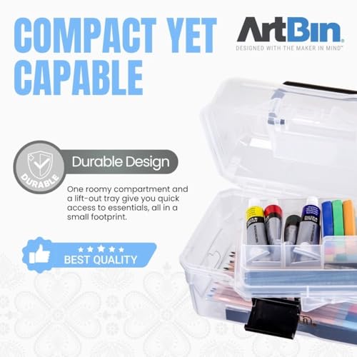 ArtBin 6890AG Small Project Box, Portable Art & Craft Organizer with Lift-Out Tray, [1] Plastic Storage Case, Clear - Image 3